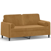 Divano | Divano da soggiorno | Sofa a 2 Posti con Cuscini Marrone 140 cm in Velluto