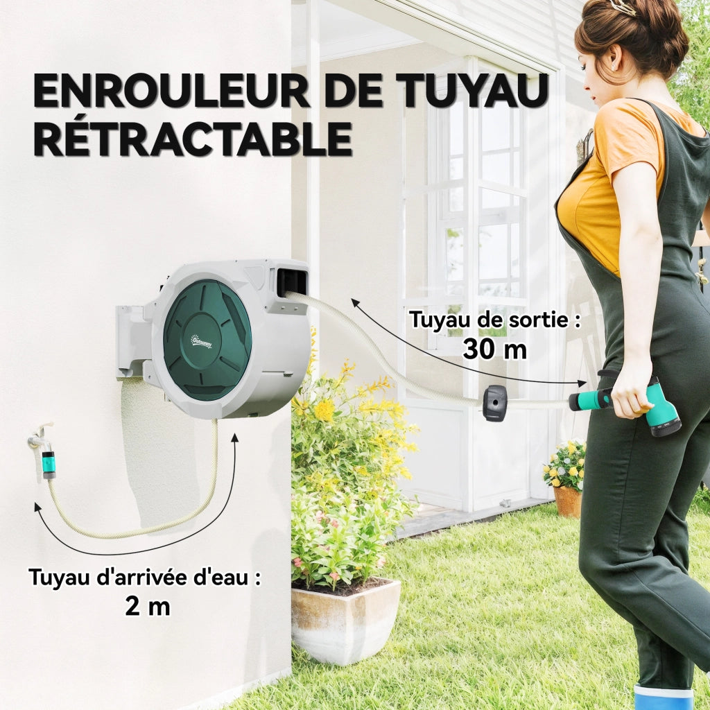 Avvolgitubo Murale Automatico 30m ¨C Xylo ¨C ? 15mm Grigio per Giardino