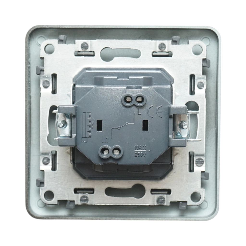 Interruttore semplice da incasso nero 220V, 10AX, PC 80x80mm