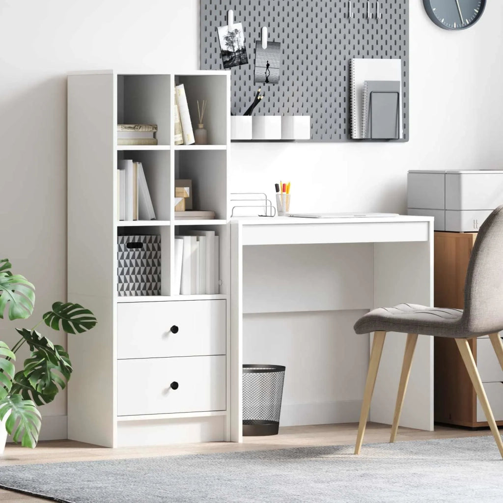 Scrivania con cassetto con lo scaffale 2 pcs Bianco 3337313