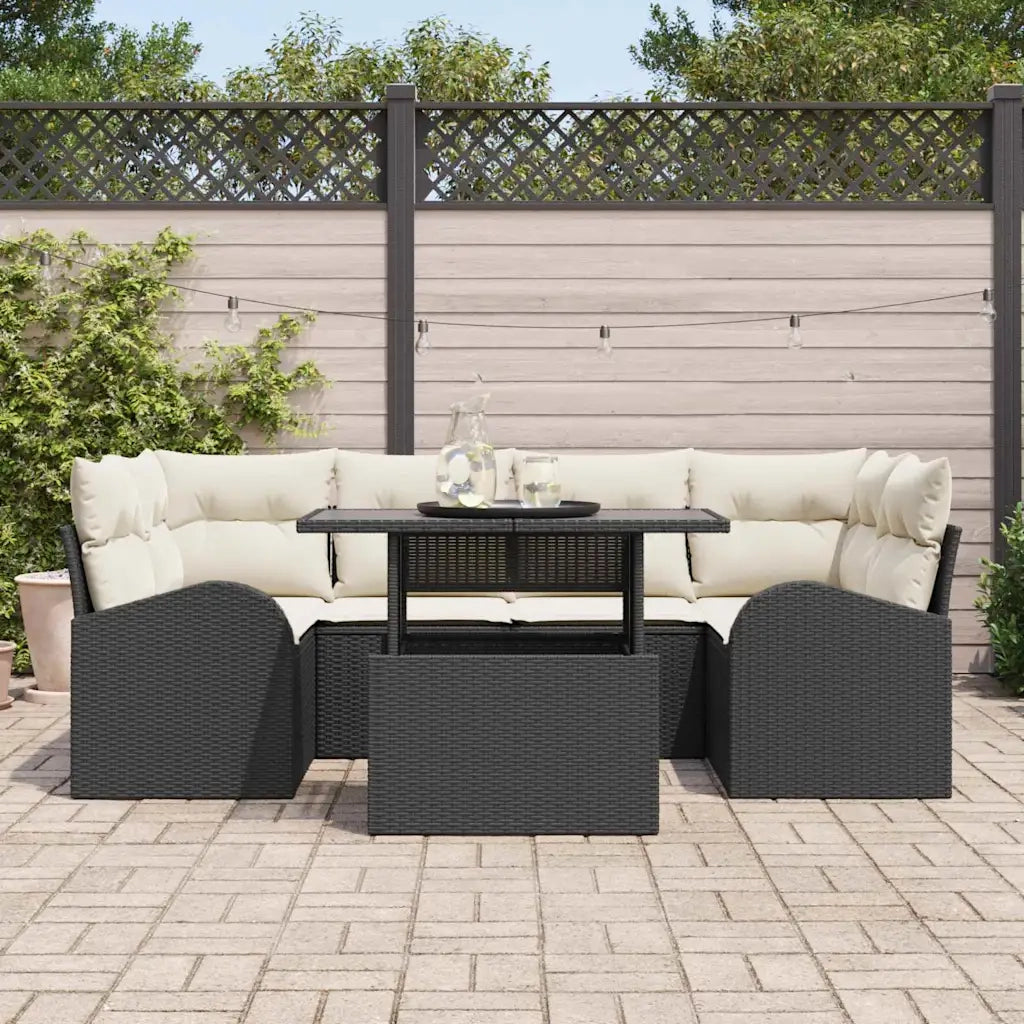 Set Divano da Giardino 7 pcs Nero Rattan in Polipropilene 3357310