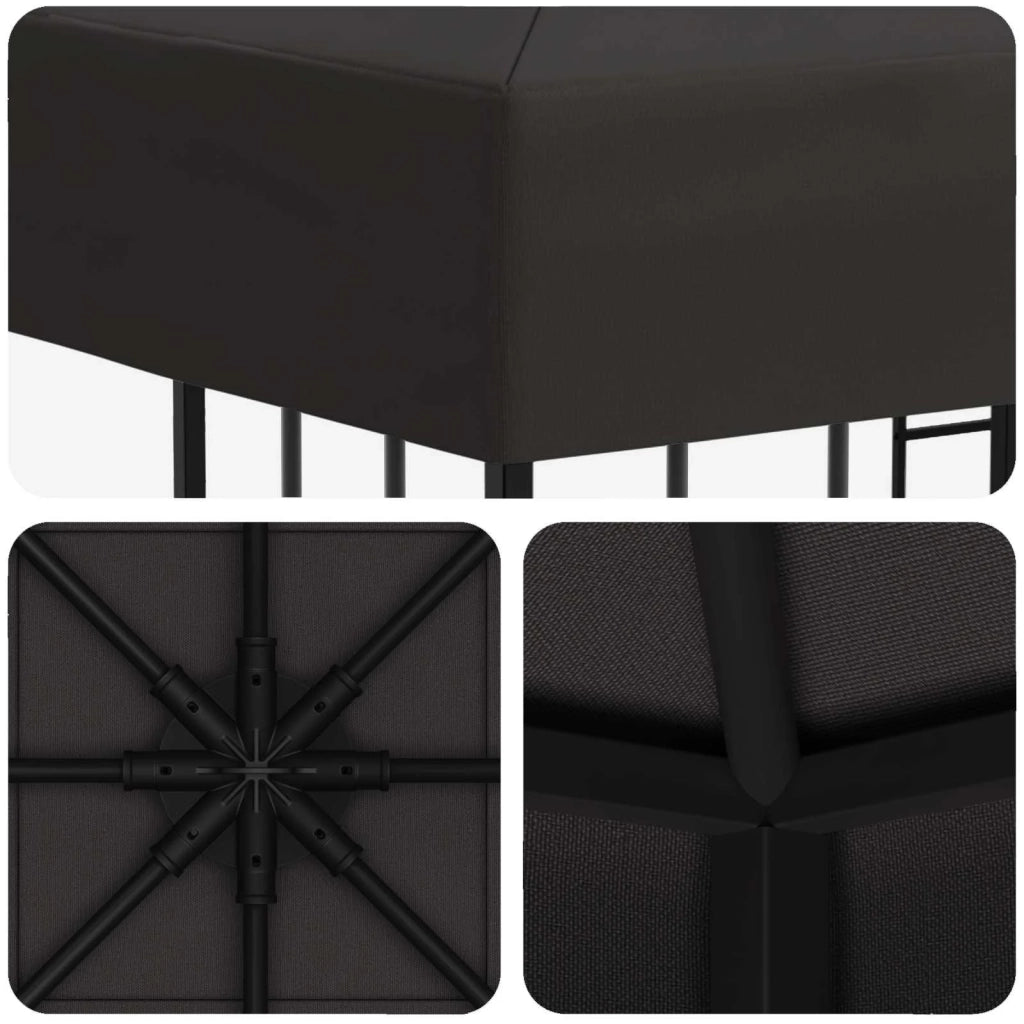 Gazebo | Pergolato 3 x 3 m Antracite Poliestere e Acciaio 190 gsm