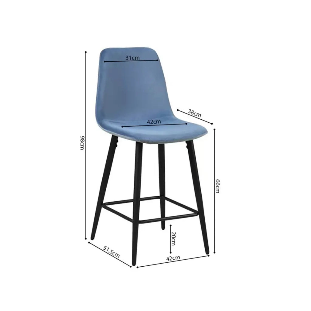 Sgabello da bancone in velluto BOYLD, colore blu chiaro