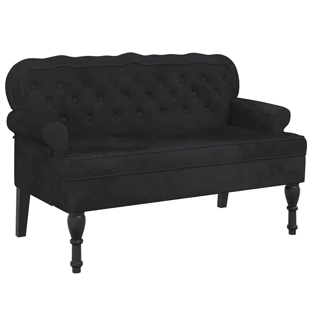 Panca con schienale nera 119,5x64,5x75 cm in velluto CFW8311113