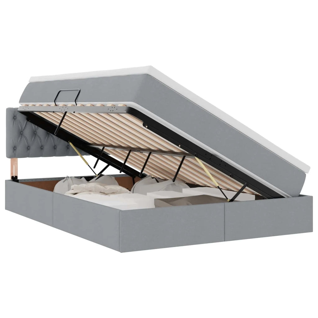 Letto con contenitore e materasso Grigio chiaro 140 x 190 cm