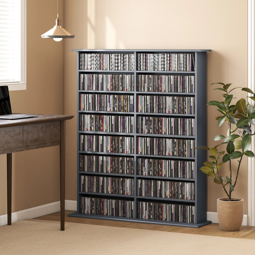 Libreria per CD e DVD con 16 scomparti e 12 ripiani regolabili ¨C Minimal ¨C Grigio