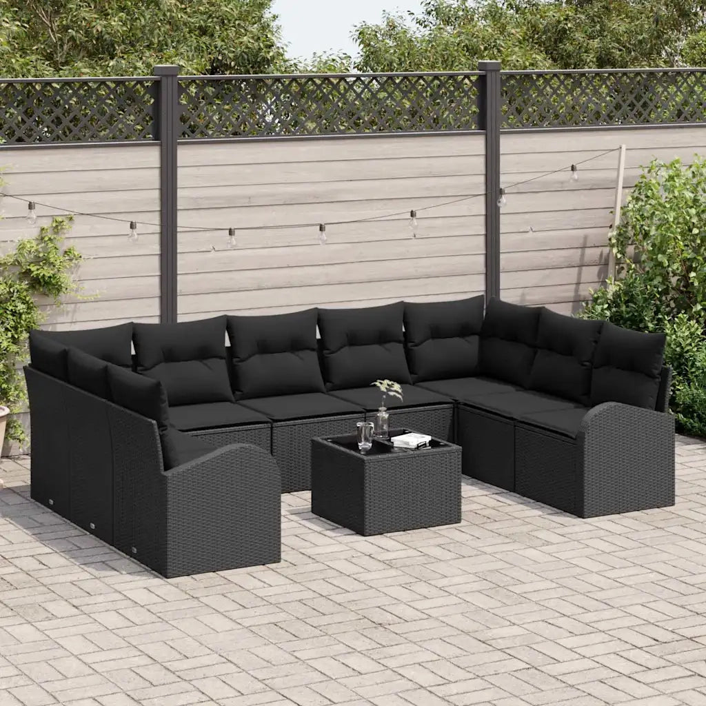 Set di divani con cuscino 10 pcs Nero Rattan in Polipropilene 3346213