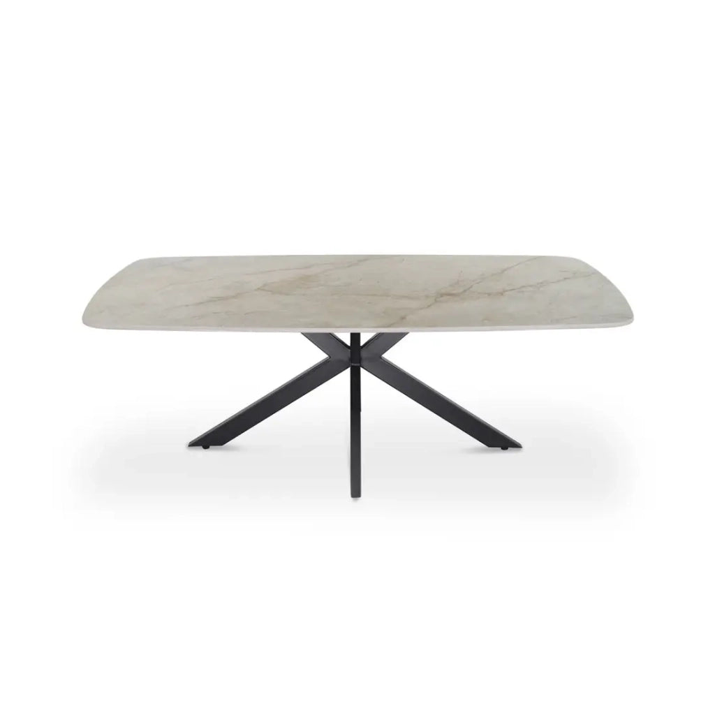 Tavolino basso ARVENA – Tavolino rettangolare 130x70 cm – Marmo beige & metallo – Design di alta gamma e raffinato