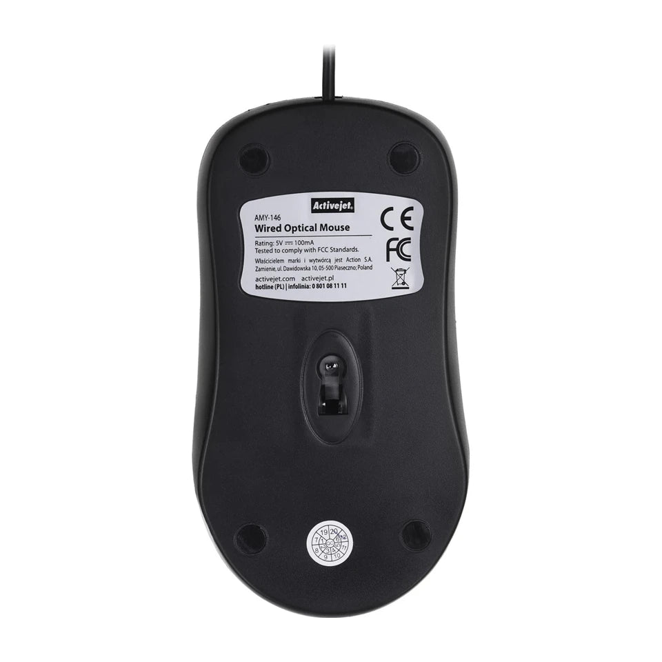 Mouse ottico con cavo USB Activejet AMY-146 – Precisione e comfort quotidiano