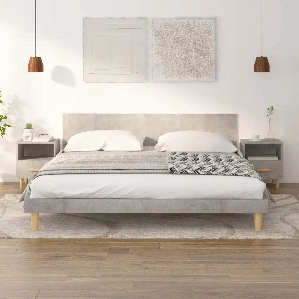 Comodini 2 pz-Set di 2 Tavolino da notte Grigio Cemento 40x35x47 cm