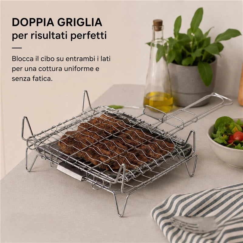 GRATICOLA BOMBATA CON PIEDINI IN ACCIAIO DIMENSIONI 27X37CM