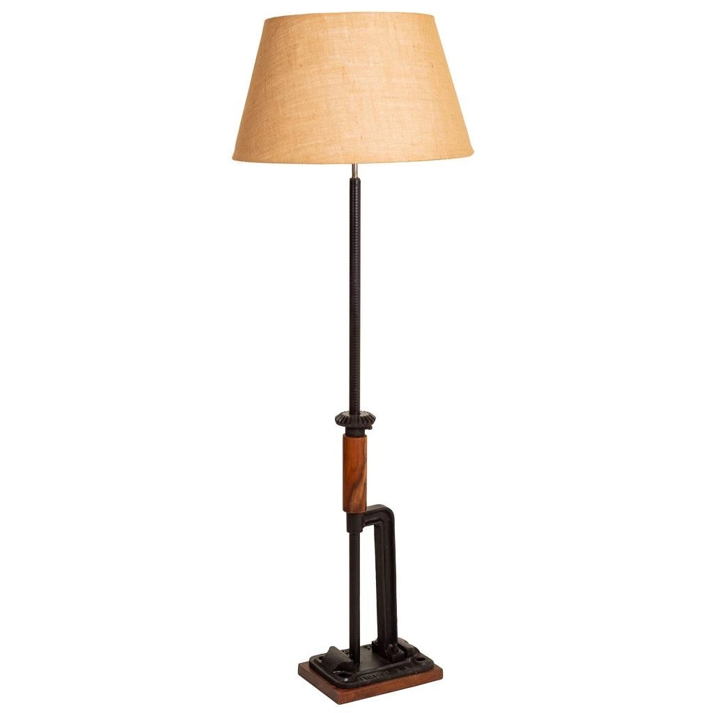 Lampada da terra in legno e metallo 47x47x140h