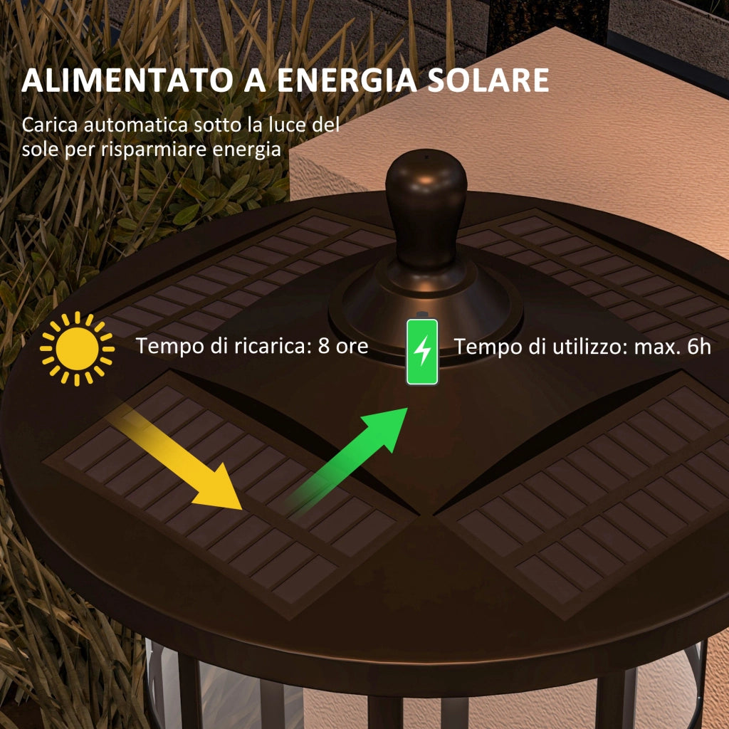 Lampione Solare da Giardino Alto 184cm con Luce LED Bianco Freddo e IP44, Nero