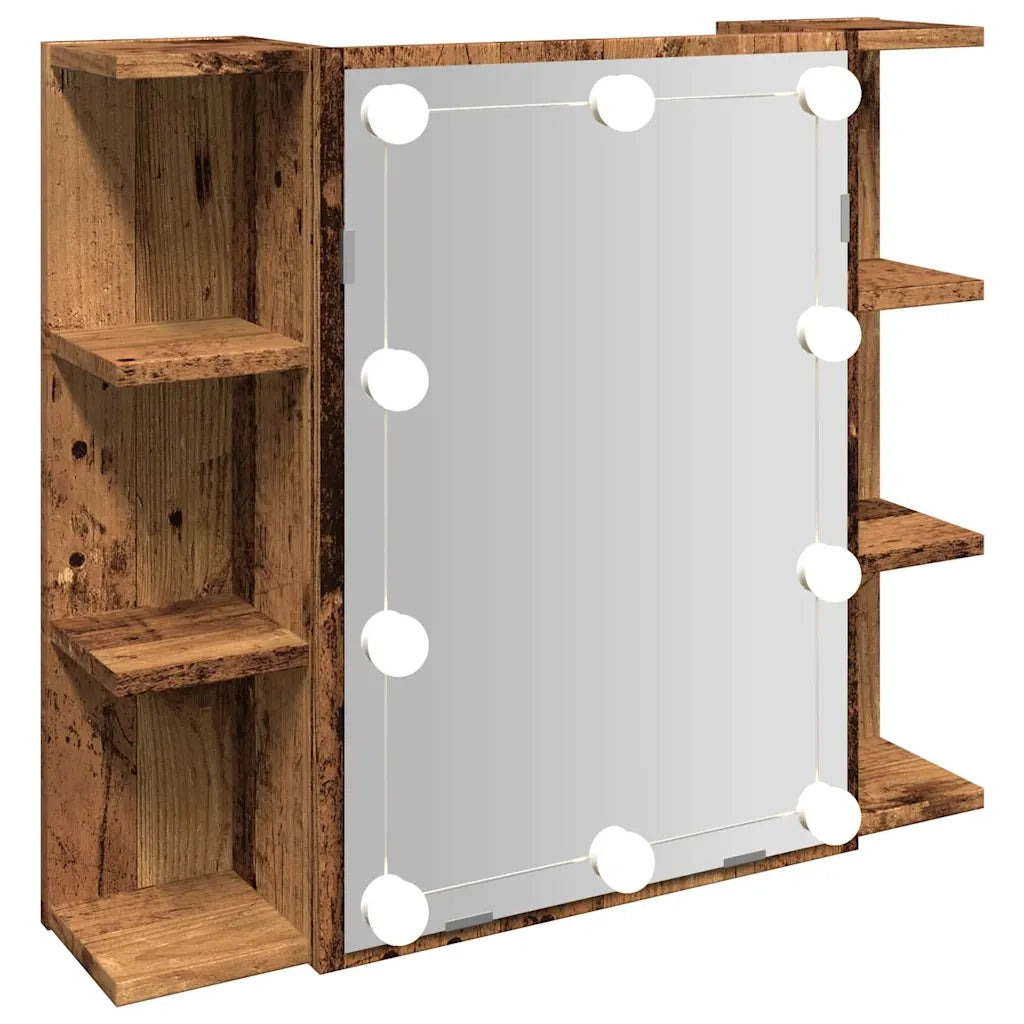 Mobile a Specchio | Armadio da bagno con LED Legno Antico 70x16,5x60 cm
