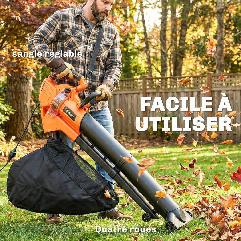 Aspiratore Soffiatore Foglie 3000W 3 in 1 con Triturazione ¨C zephmum ¨C Verde, Sacco Raccolta 40L