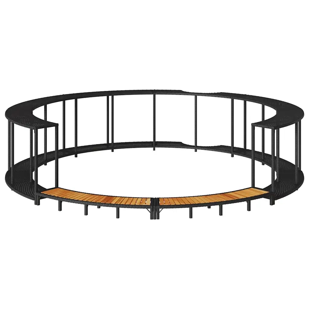 Bordo per Vasca da Spa con Portaoggetti&Gradino Polyrattan Nero 365610