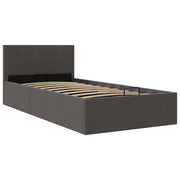 Letto singolo | Letto per adulti | Giroletto Idraulico Contenitore Grigio Scuro Tessuto 90x200cm