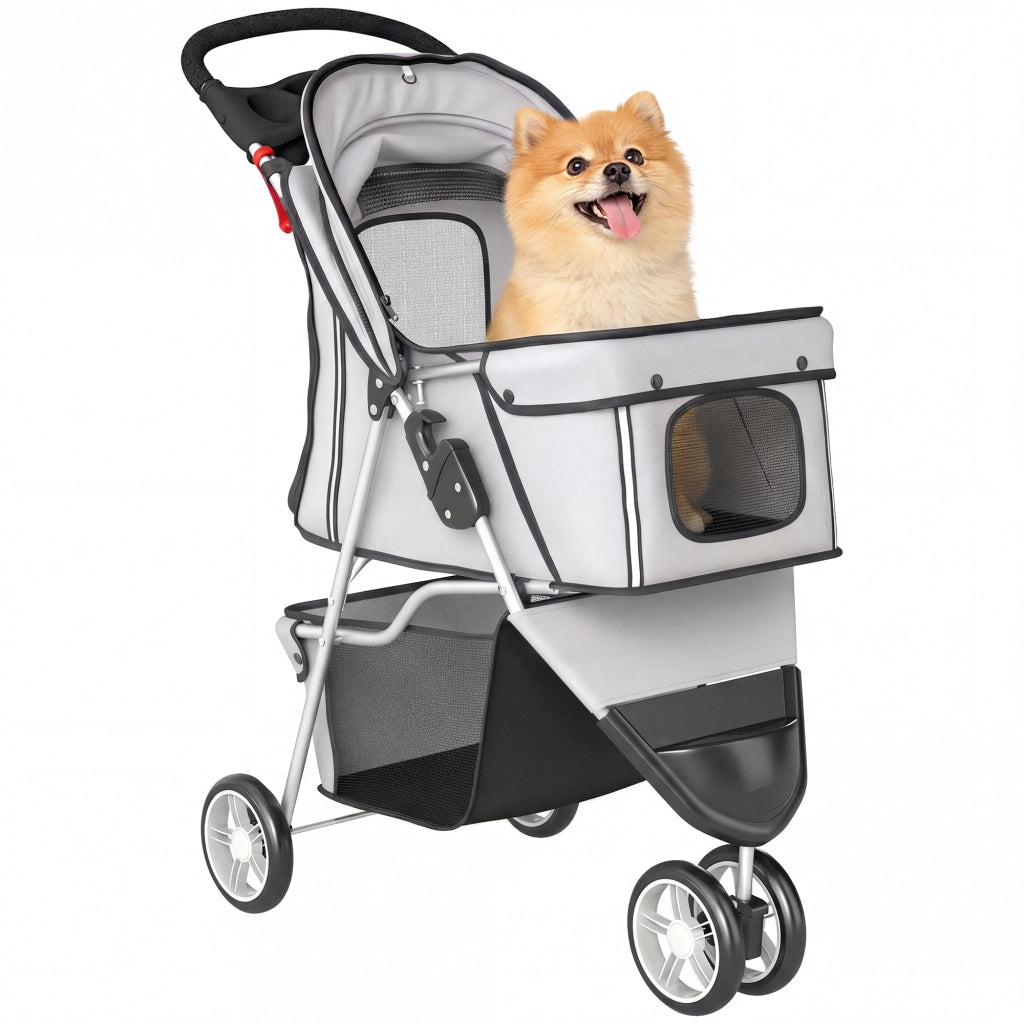 Passeggino per Cani 4 Ruote Pieghevole ¨C Xylo ¨C Grigio 77x44x102cm