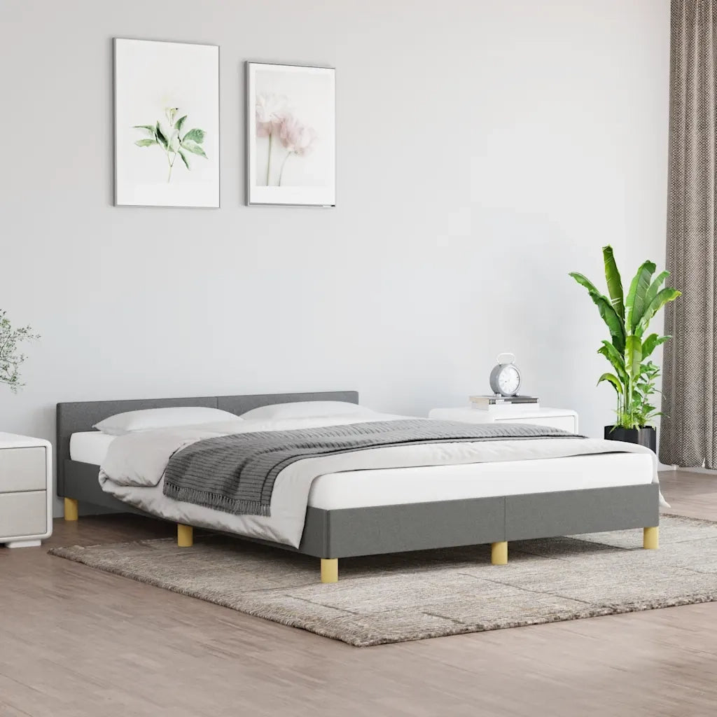Letto matrimoniale | Letto per adulti | Giroletto senza Materasso Grigio Scuro 140x190 cm Tessuto