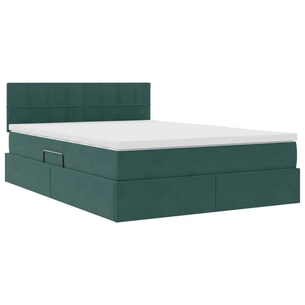 Letto con Contenitore Verde Scuro 140 x 200 cm Velluto