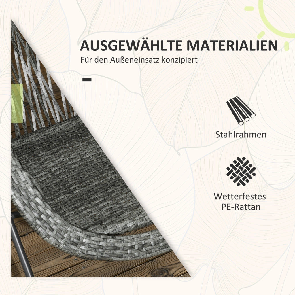 Set Tavolo e Sedie da Giardino ¨C zephmum ¨C Grigio, Polyrattan, Pieghevole