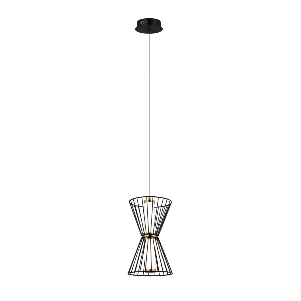 Lampada a sospensione SANKE geometrica nera LED 8W 3000K