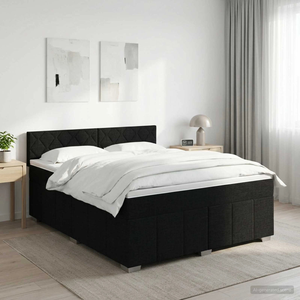 Letto box spring con materasso Nero 140 x 200 cm Tessuto 3451236