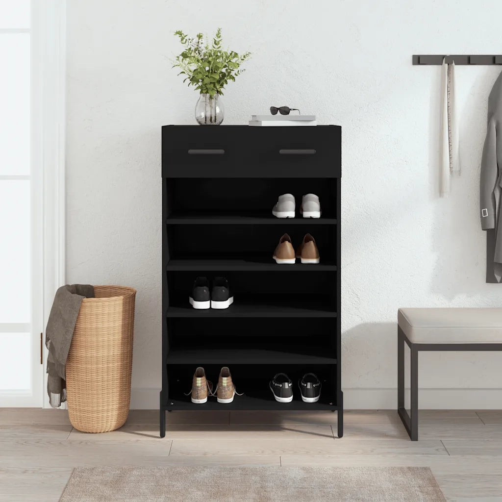 Scarpiera | Mobile per scarpe Nera 60x35x105 cm in Legno Multistrato