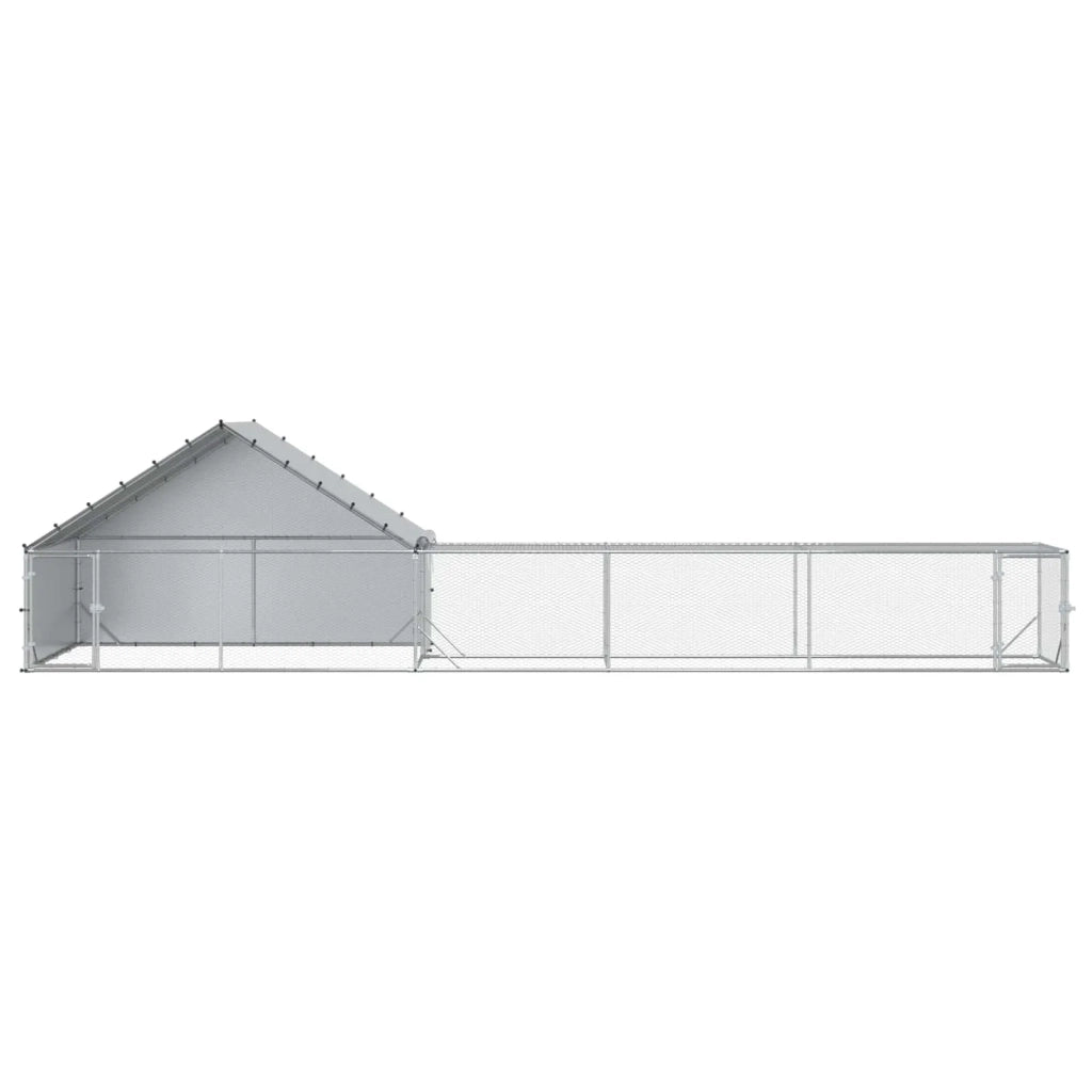 Gabbia per Galline con Tetto e Giardino 2 pz Argento 3434660