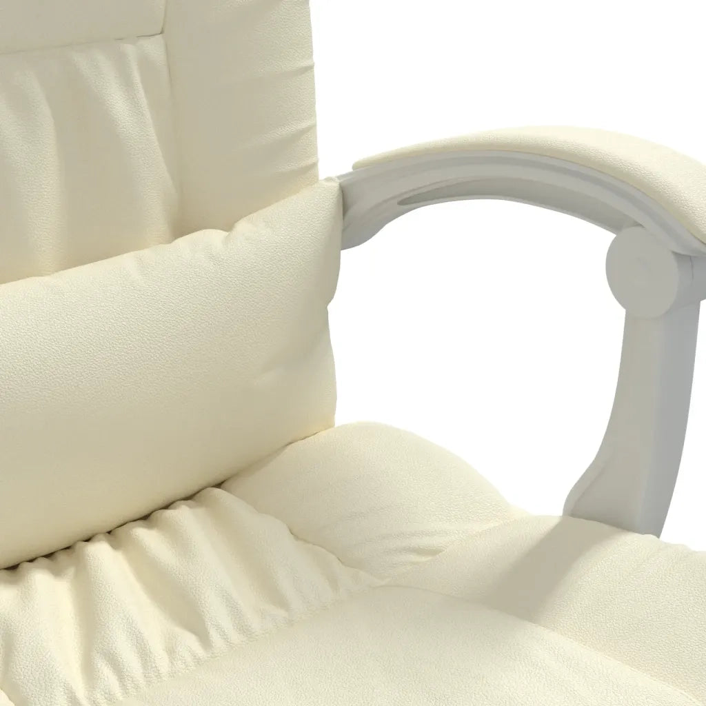Poltrona da Ufficio Massaggiante Reclinabile Crema Similpelle 349746