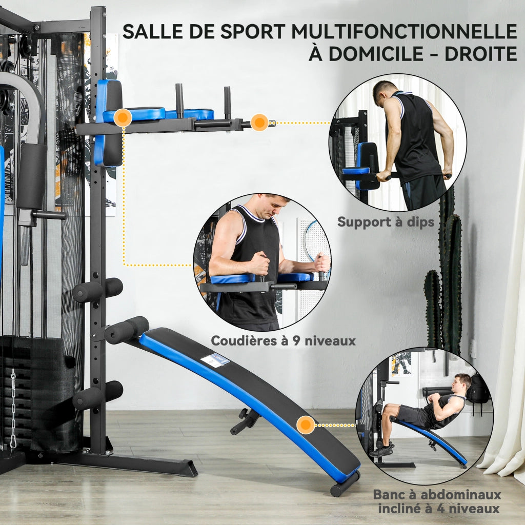 Set Palestra con Bilanciere e Panchetta ¨C Minimal ¨C Nero e Blu 65kg