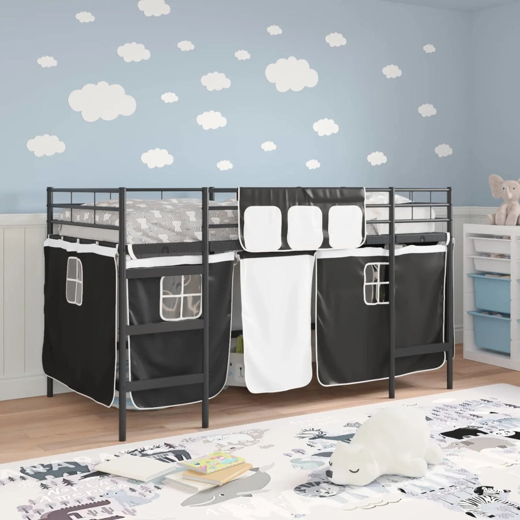 Struttura del Letto Loft per Bambini con Tendine Nero 42020790