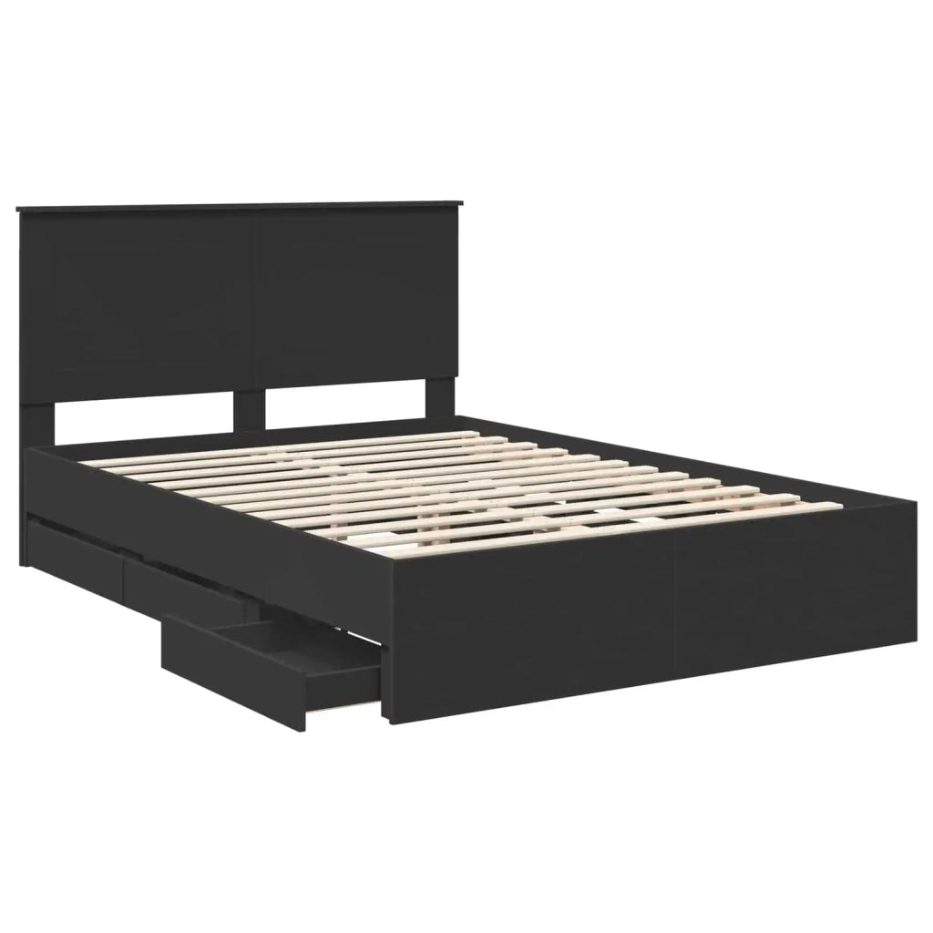 Letto matrimoniale | Letto per adulti | Struttura del letto Nero 160 x 200 cm Legno Ingegnerizzato