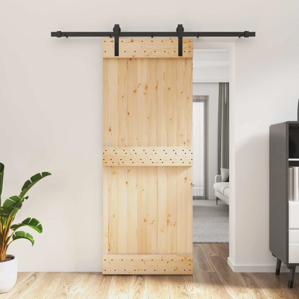 Porta scorrevole Naturale e Nero 80 x 210 cm 3444897