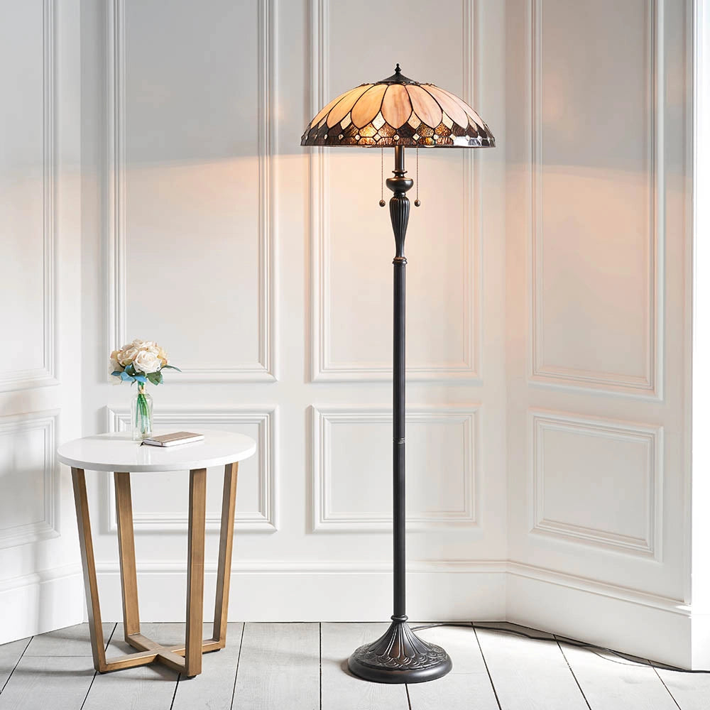 Lampada da terra Tiffany BROOKLYN vetrata 2xE27 dimmerabile