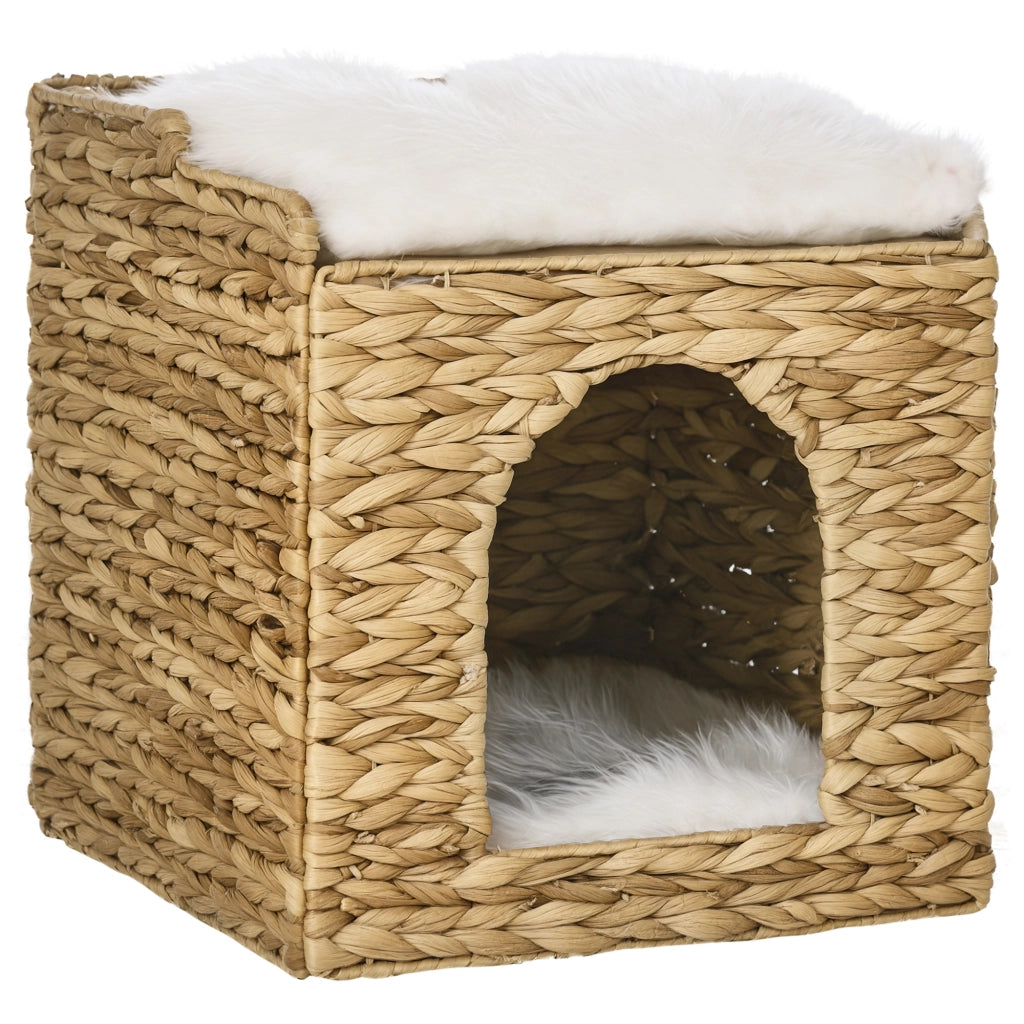 Niche per gatti 2 livelli con 2 cuscini ¨C Minimal ¨C 37.5x37.5x41.5 cm marrone crema