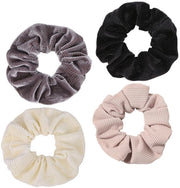 Accessori per capelli decorativi a elastico 4 pezzi - Scrunchie a corduroy - Unico design - Capselli eleganti - Accessori per capelli elastici