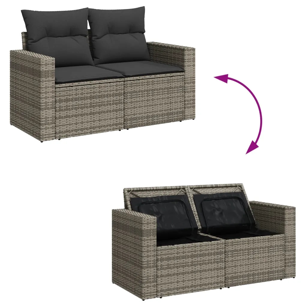 Set Divani da Giardino 13 pz con Cuscini Grigio in Polyrattan 3256690