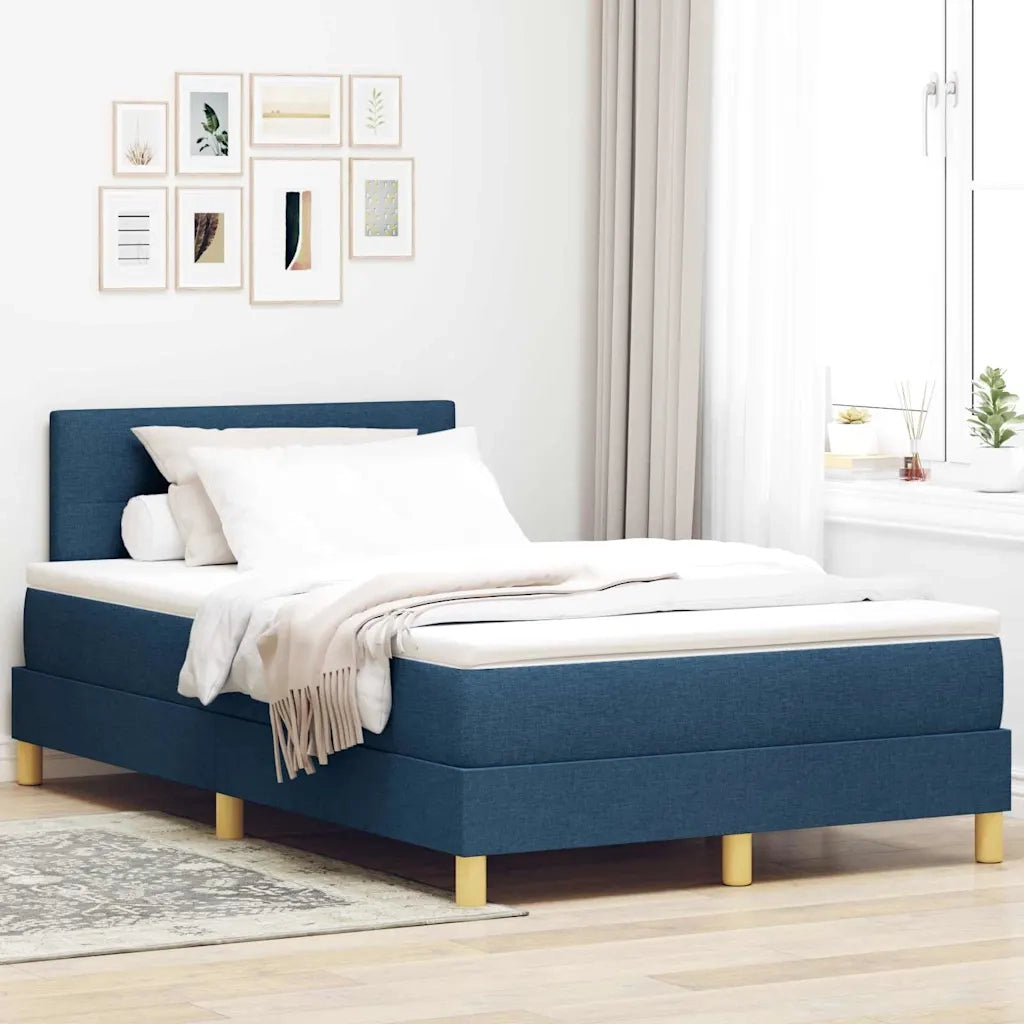 Letto a molle con cuscino con testiera Blu 120 x 190 cm Tessuto 3338908