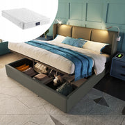 Letto imbottito 160x200 grigio con illuminazione - Xylo