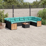 Set Divani da Giardino 11 pz con Cuscini Nero in Polyrattan 3228010