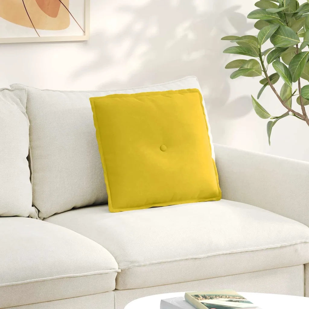 Cuscino per Schiena Giallo 50 x 45 cm Tessuto in Cords 42014639