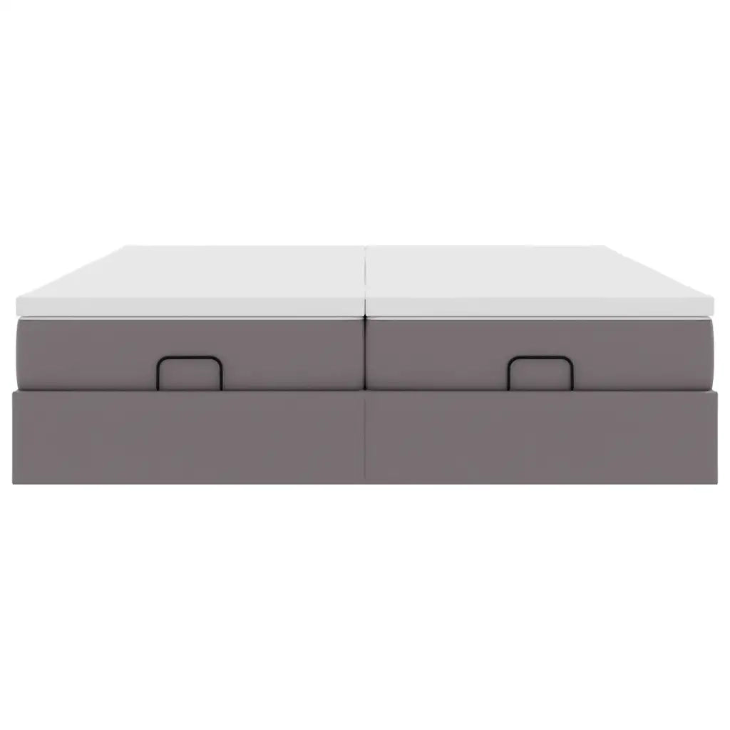 Struttura Letto Pouf con Materassi Grigio 160x200 cm Similpelle 3311222