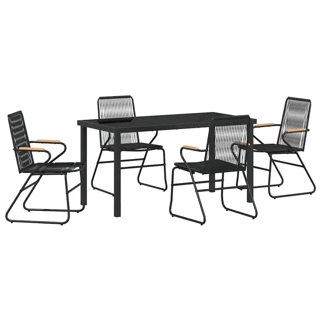 Set da Pranzo per Giardino 5 pcs Nero