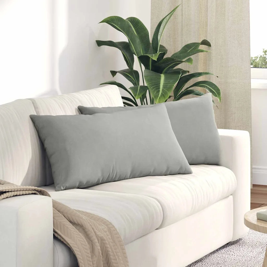 Cuscini da Divano 2 pz | Cuscini per sedie Grigio chiaro 80 x 40 cm Tessuto