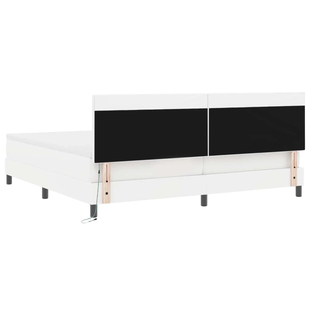Letto a molle con materasso Bianco 200 x 200 cm Pelle sintetica 3339065