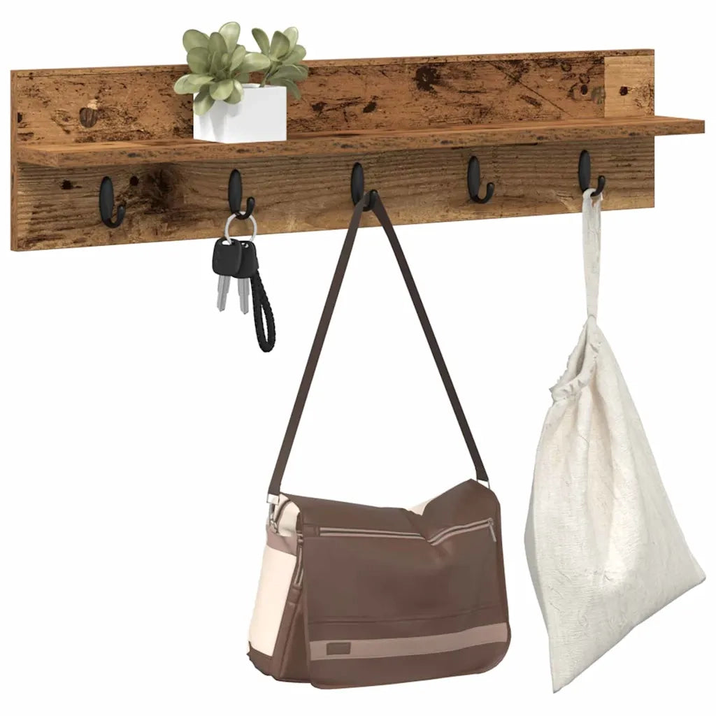 Appendiabiti a muro Legno vecchio 80 x 10,5 x 18 cm 874401
