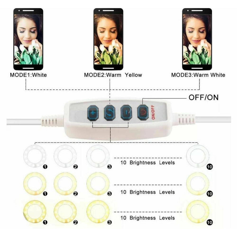 Trade Shop - Anello Luminoso A Led Per Selfie Con Supporto Cellulare Microfono Camera 16cm -