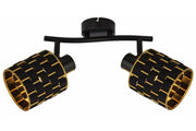 Plafoniera nera metallo 2 luci interno oro Thiago Reality