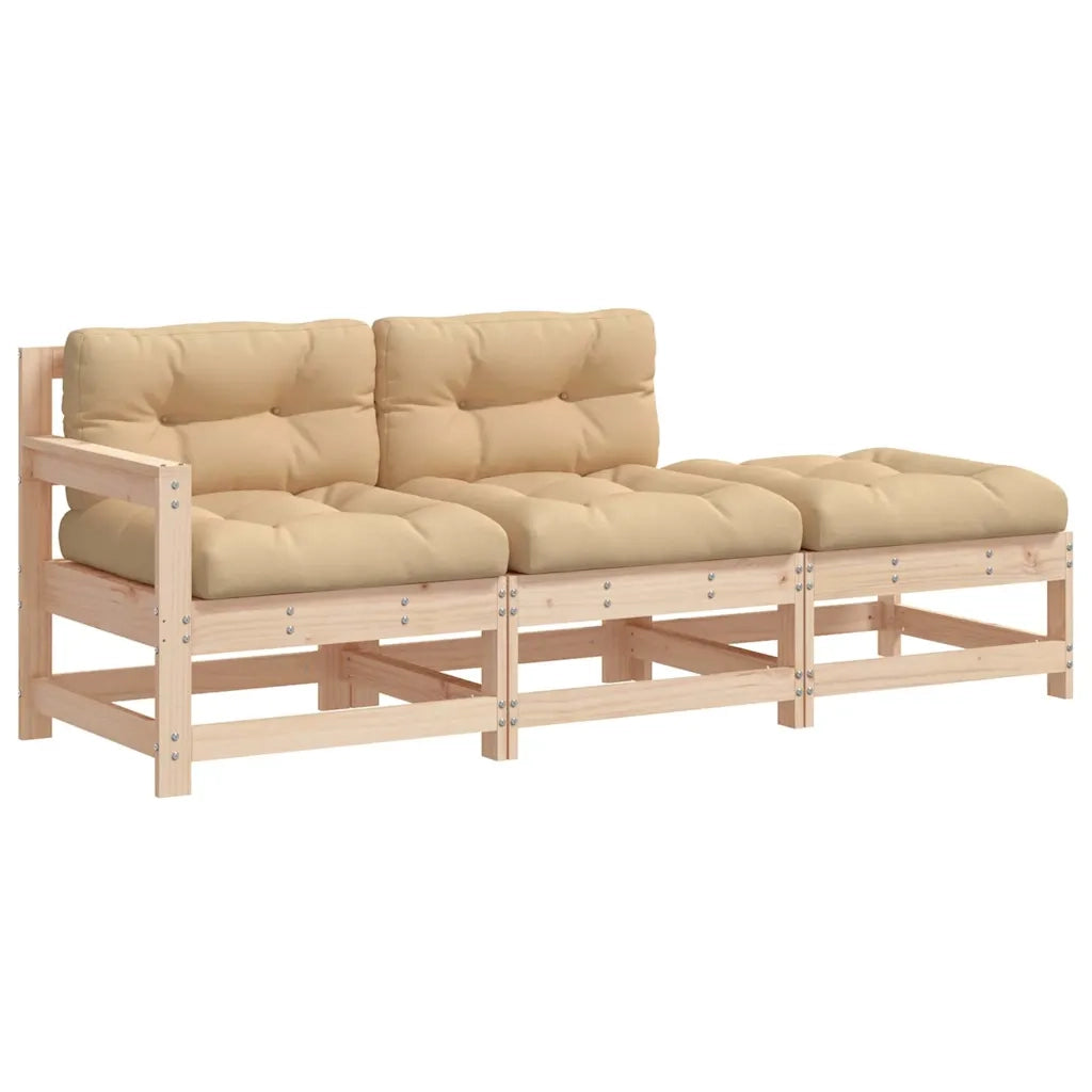 Set Divani da Giardino 3 pz con Cuscini in Legno Massello 825597